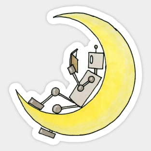 Reading on the moon Sticker